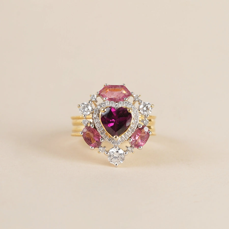 14K Gold diamond and tourmaline Amalfi rose ring