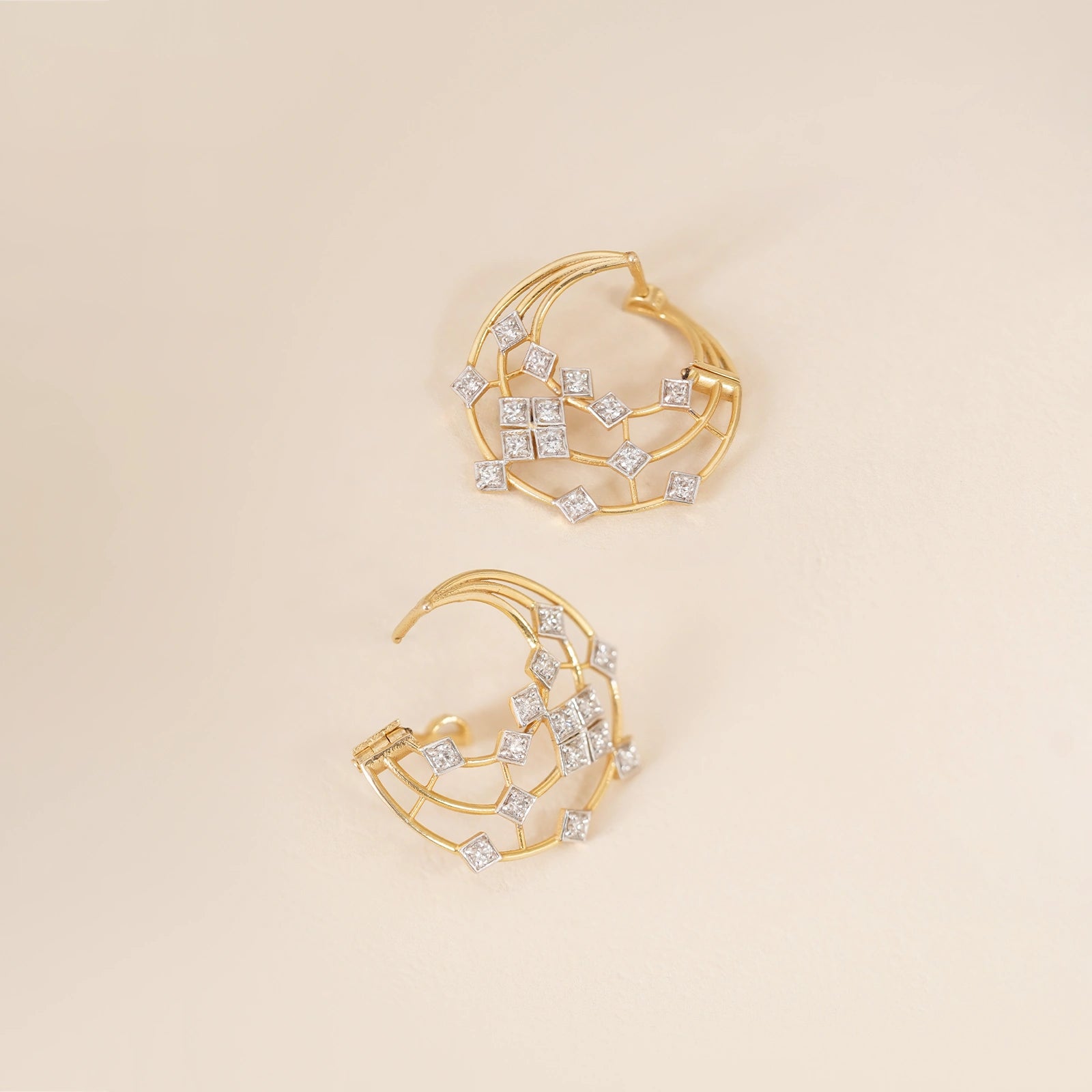 14K Gold and diamond Michelle hoop Earrings