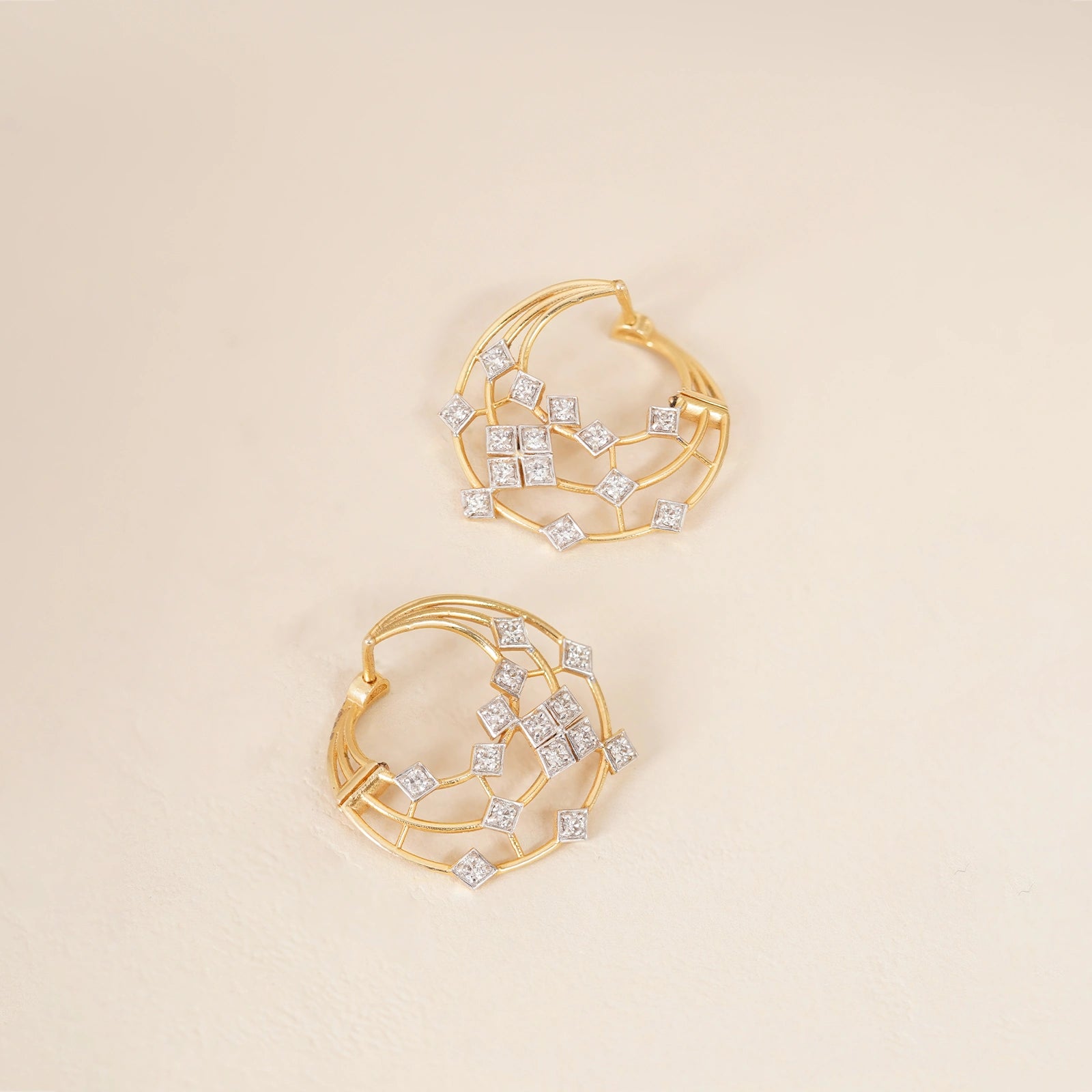 14K Gold and diamond Michelle hoop Earrings