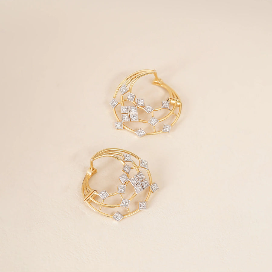 14K Gold and diamond Michelle hoop Earrings