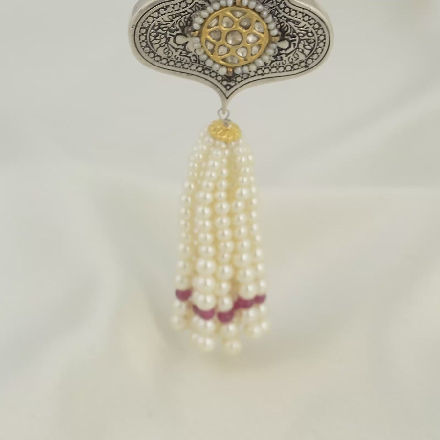 Red Mogul Silver Tassel Necklace