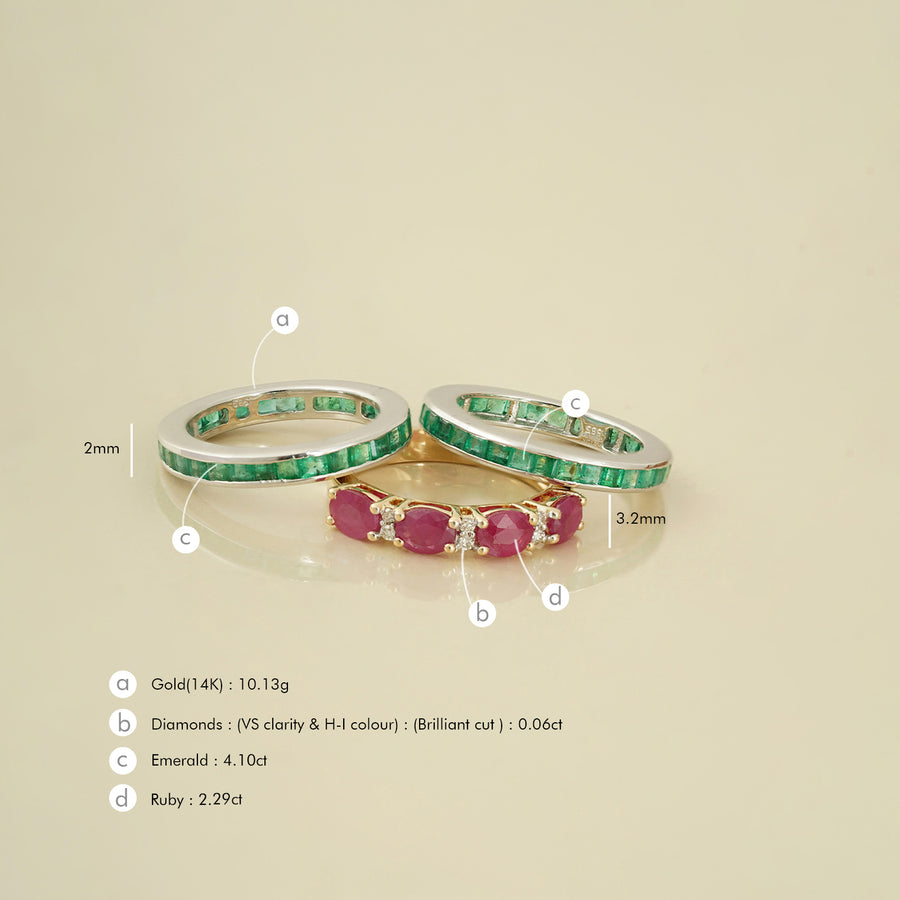 Jessica Ruby & Emerald Ring Set