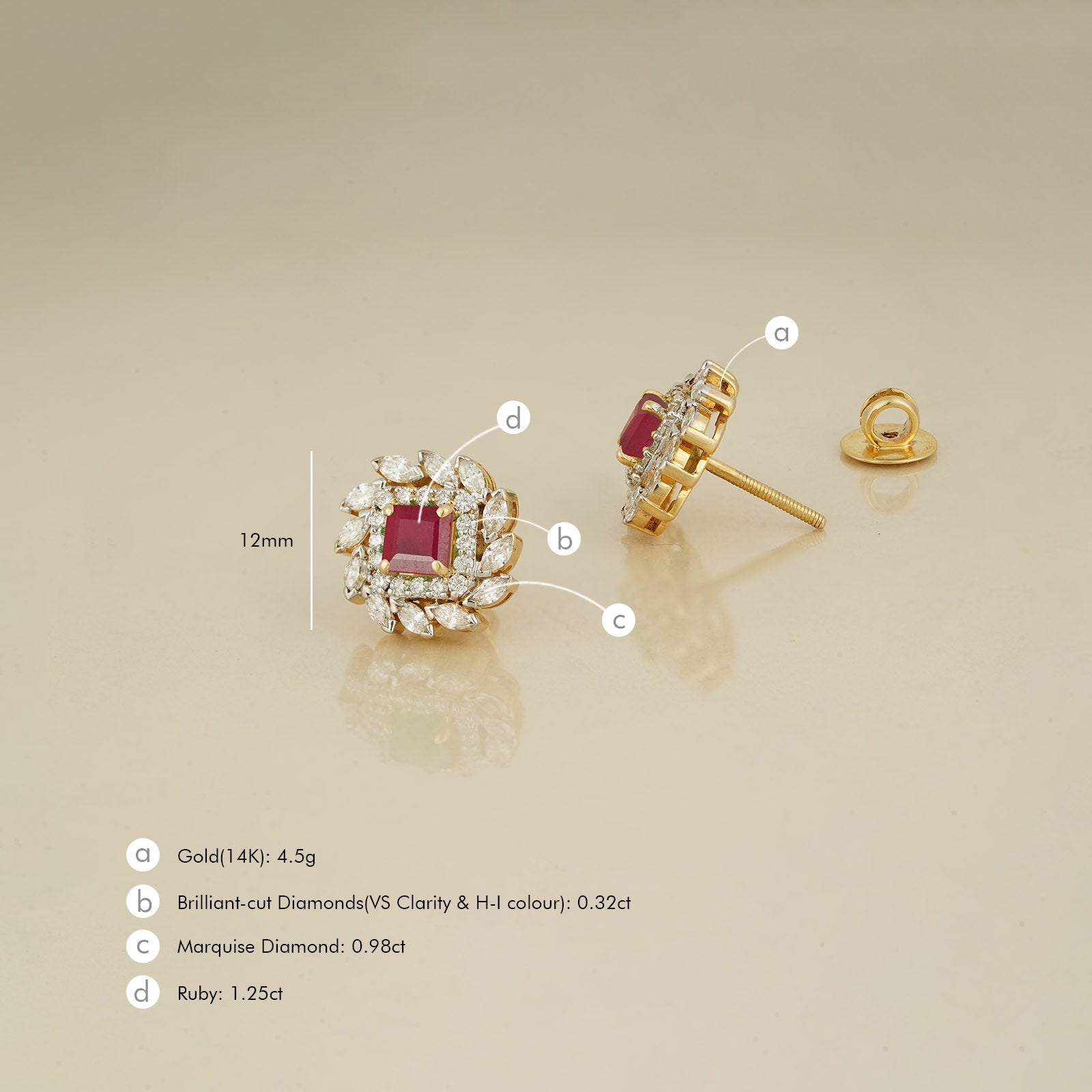 Eden Ruby Ear Studs