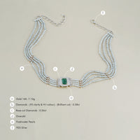 Elizabeth Gold Diamond and Emerald Pearl Choker Necklace Elizabeth Gold Diamond and Emerald Pearl Choker Necklace