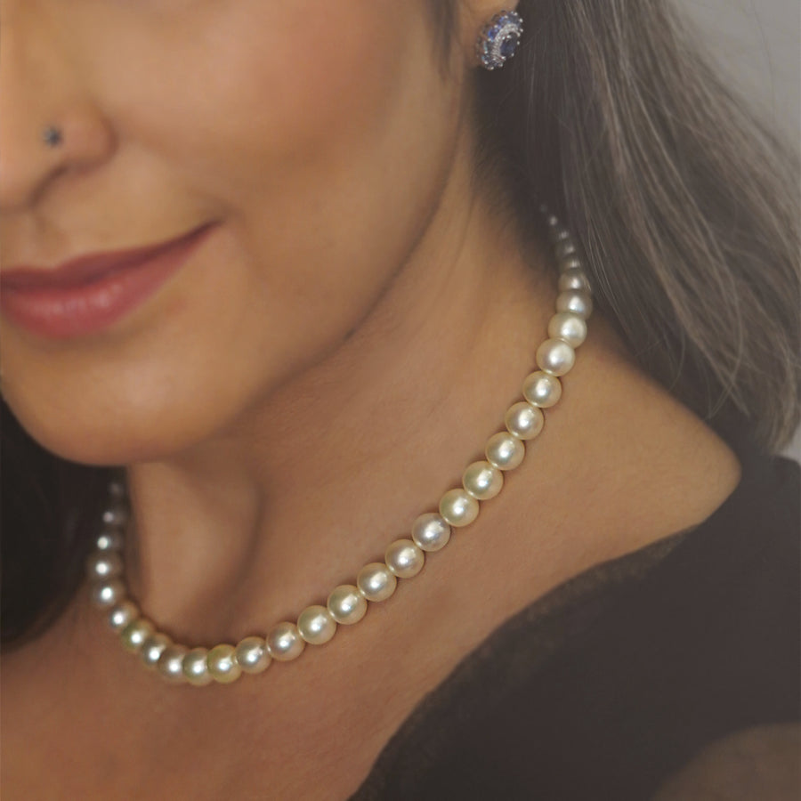 South Sea Pearl Emerald Diamond and Gold Necklace