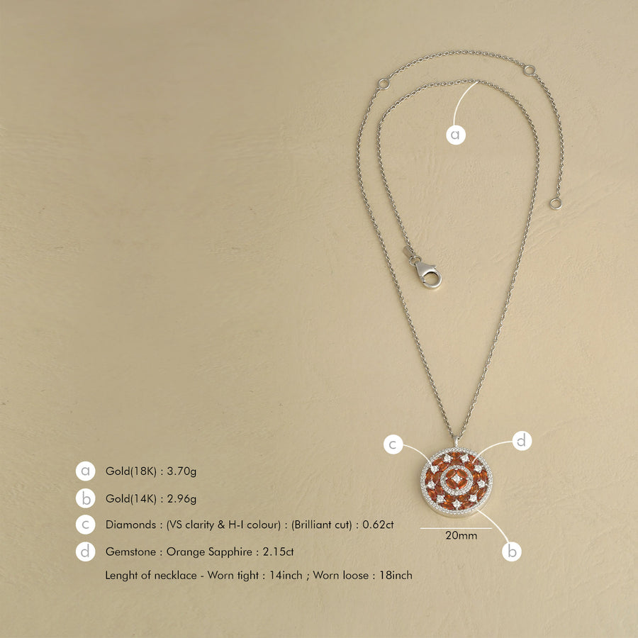 Phoebe Orange Sapphire Pendant Necklace