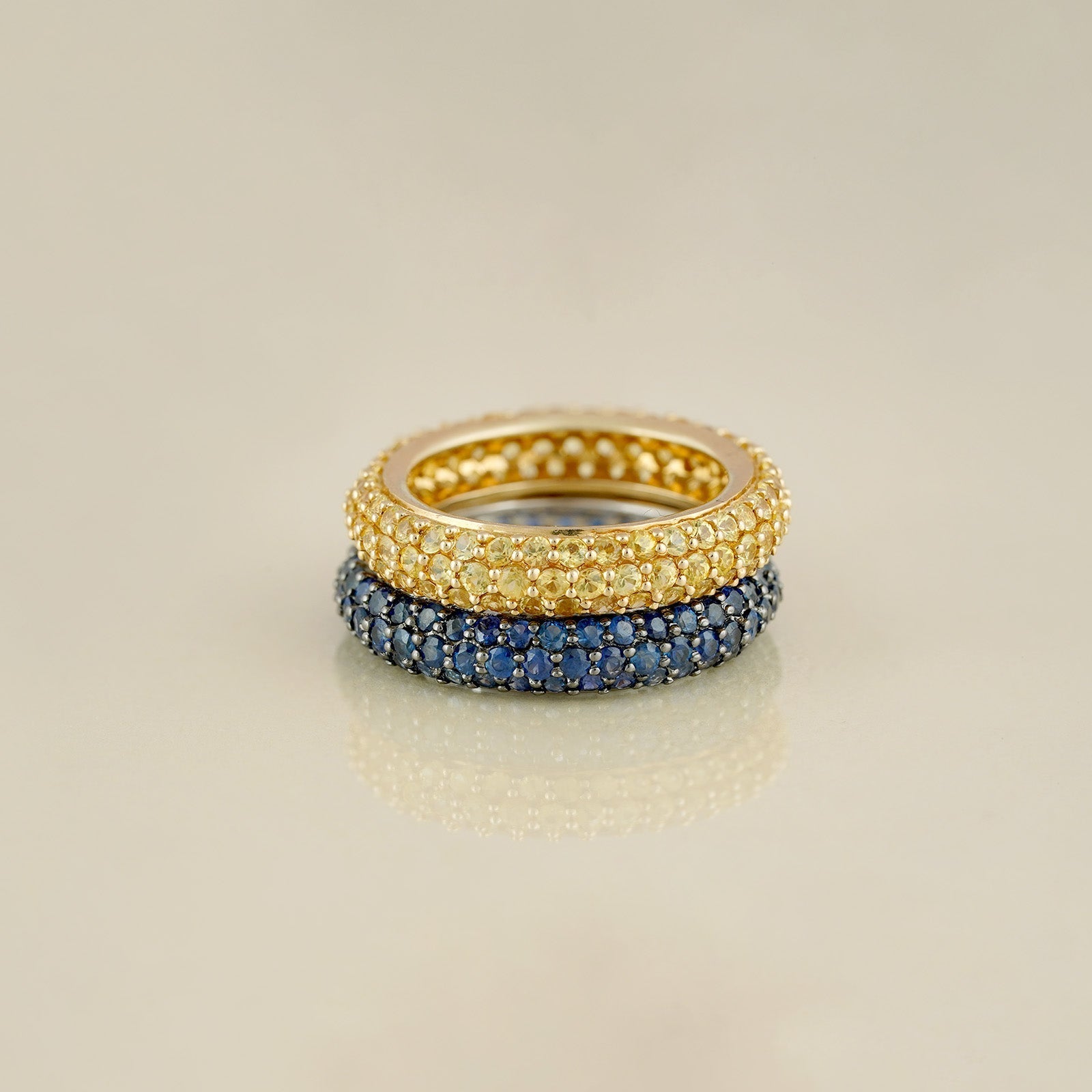 Ella Blue & Yellow Sapphire Ring Set