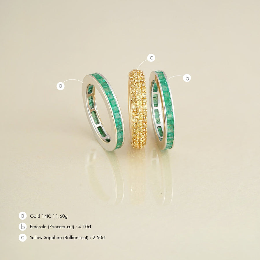 Mila Emerald & Yellow Sapphire Ring set