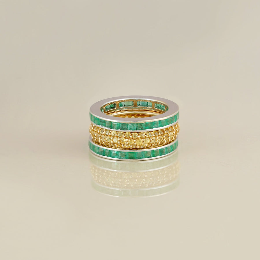 Mila Emerald & Yellow Sapphire Ring set