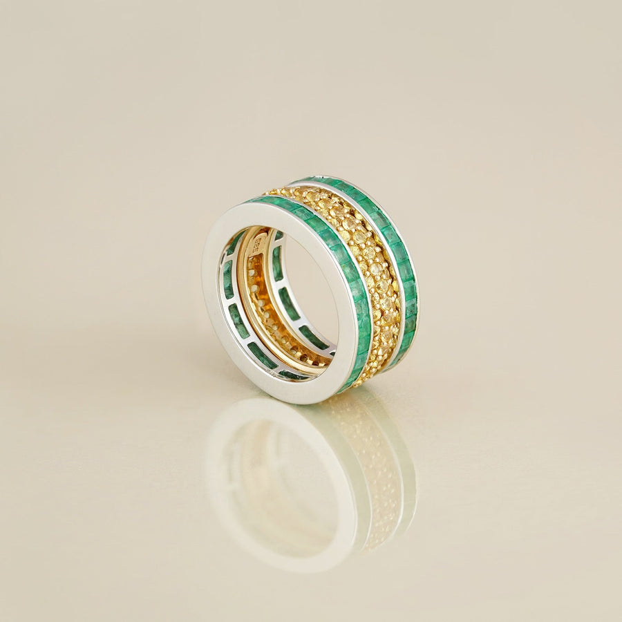 Emerald and Yellow Sapphire Stackable Ring Set
