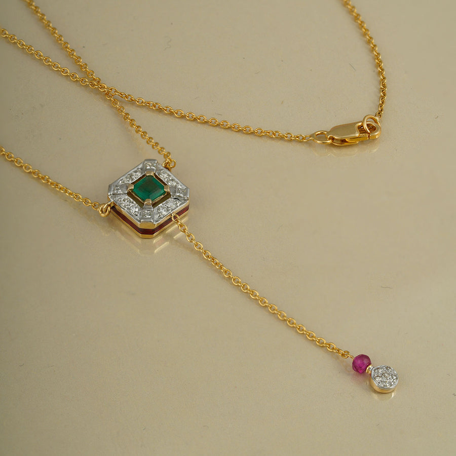 Ruby and Emerald Pendant Necklace